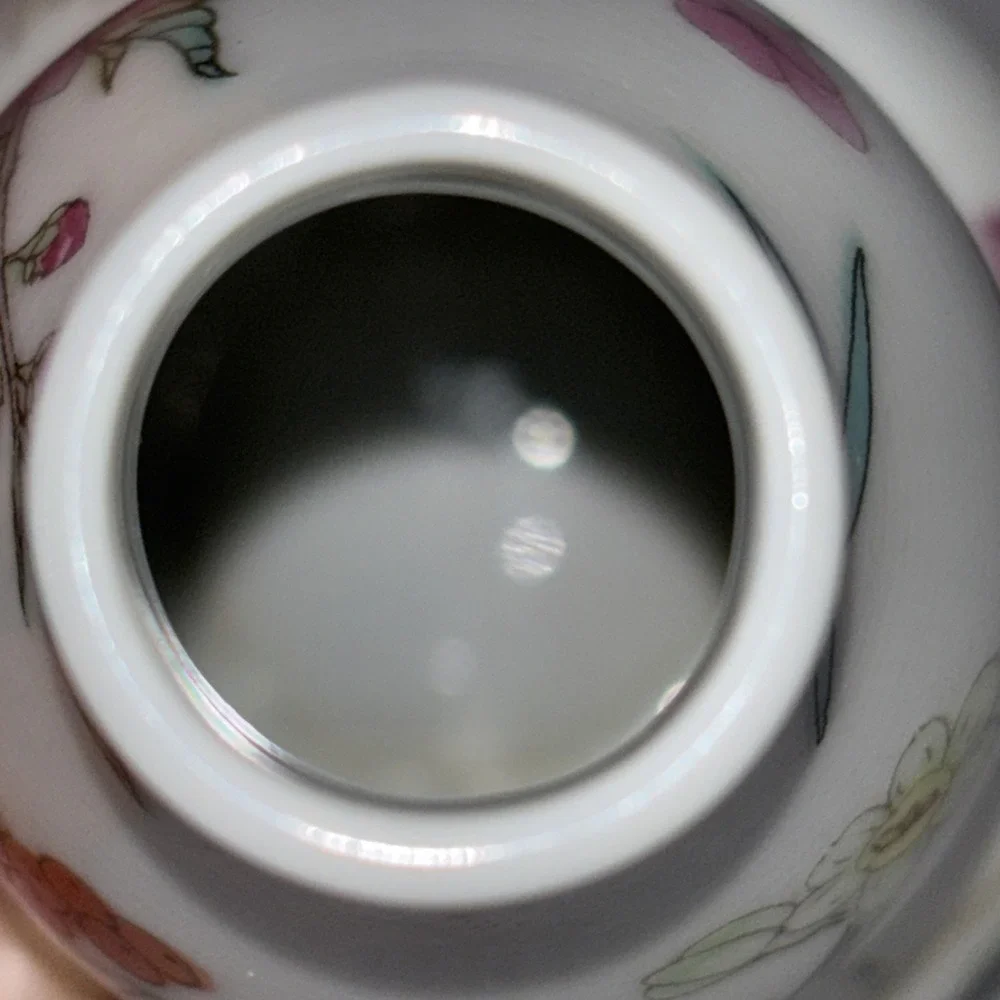Vtg Zhongguo Jingdezhen Zhi Porcelain Double Gourd Floral‎ Pattern 4in Vase EUC